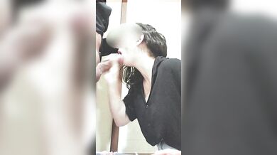 Married woman sucking coworker's cock.