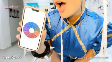 Wheel of sex game with Chun Li from street fighter cosplay big butt and big tits girl, cum swallower