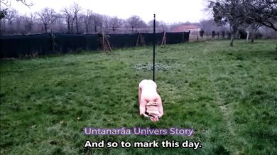 VOST engl - Collar of belonging for this naked and chaste inferior.