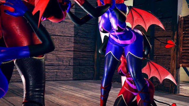 Red VS Blue Succubus lesbian Foursome