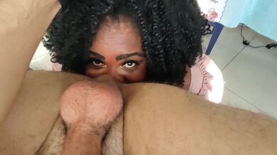 Black girl rimming, feet licking and using her huge boobs to wake you up, what a Good Morning