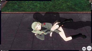 3D HENTAI Girl tanker fucks in the garden