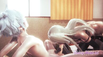 Nier Automata Hentai - A2 Blowjob and cums in her mouth