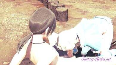 Frozen - Elsa Blowjob with cum in her mouth and swallow