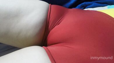 My gym shorts and swimsuit make my tight pussy mound cameltoe like this.