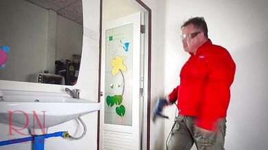 Plumber striptease. The housewife called a plumber and had an orgasm. The housewife called a plumbe