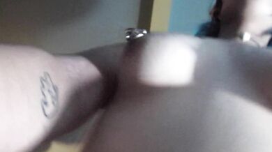 Blue hair egirl do a blowjob riding cum inside creampie