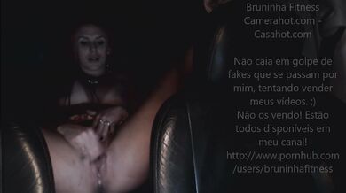 Brazilian girl masturbates inside car - Public Exhibitionism at parking lot