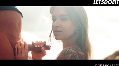 Blonde Babe Angel Piaff Sensually Sucking A Fat Dick On The Beach - LETSDOEIT