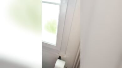 My French beurette pees and ends up jerking off my big cock to squirt on her tits