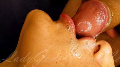 Close up - Sensual blowjob with mouth, tongue and lips, ball licking and cum swallowing! ????