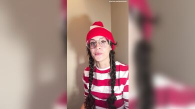 Busty brunette Waldo bounces on it after you find her lonely and feral