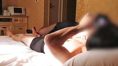 A Japanese MILF wearing black pantyhose gave a blowjob and nipple sucking in her clothes.