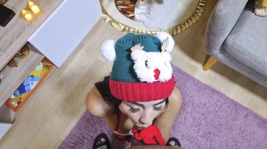 Christmas video, sucking and fucking hard in front of the tree