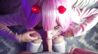 Zero Two sucks cock and gets cum on face - Sunako_Kirishiki