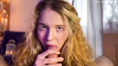 The Christmas Bunny came to drink strawberry milk, and swallowed a mouthful of cum!