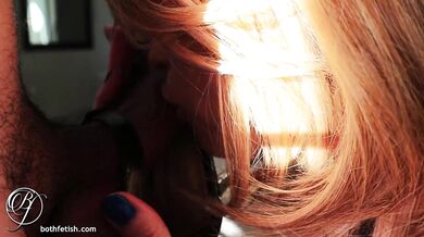 High heel fetishist hotwife gives a high heels blowjob