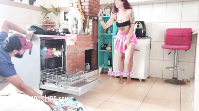 Cheating Hotwife fucked by the plumber, horny MILF seducting the guy