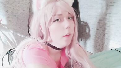 pet the catgirl and fed her with cum