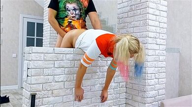 Harley Quinn Fucked a Pizza Delivery Guy. Cosplay Hard Sex at a Halloween Party