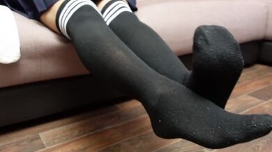 Sexy Schoolgirl Dress Knee Socks White Black, show legs pantyhose stockings tights foot fetish