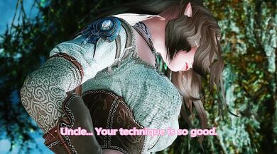 Skyrim elf girl and kind adventurer