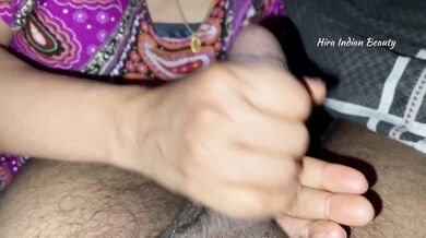 Expert Indian Wife Loves Cock Sucking, Passionate Handjob and Enjoys Ball Grabbing