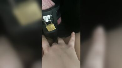 Orgasm with my Latex Slave in Chastity